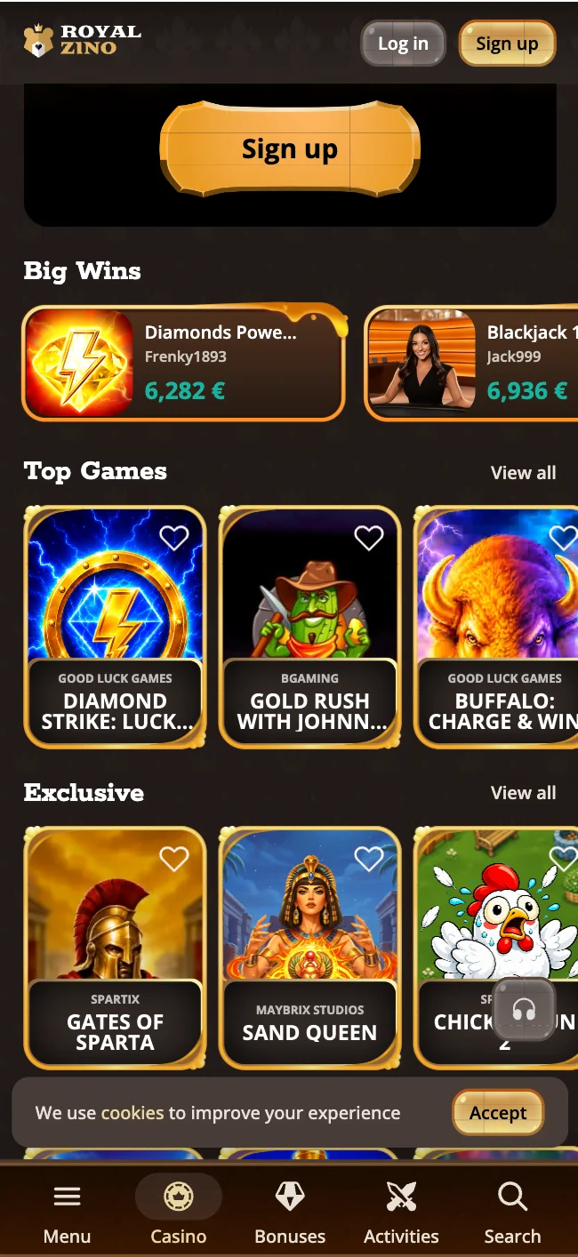Royalzino Casino alkalmazás